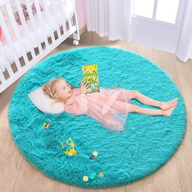 QUINTRA Round Rug Hanging Basket Chair Tent Mat Living Room Floor Mat Bedside Rug Living Room Rug Tea Table Rug Flat Weave Washable (Blue, F)