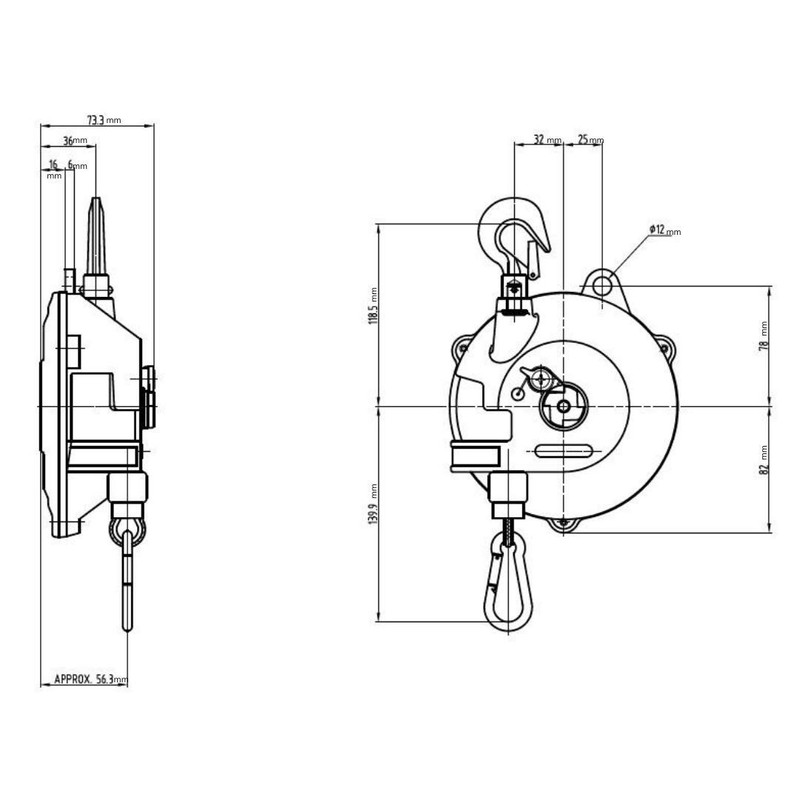 Tigon TW-5 Spring Balancer, Tool Balancer with Steel Cable, (Load