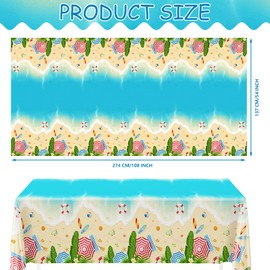 AIBIIN 3Pcs Summer Tablecloths Beach Theme Disposable Tablecloth Hawaiian Birthday Pool Party Plastic Table Cover Party Supplies