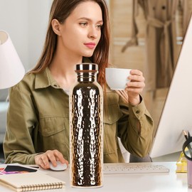 Copper Water Bottle, Reusable Leakproof Bottle, Portable Leakproof 27Oz Cup for Hydration Gym Work Outdoor Camping Sports Traveling Daily