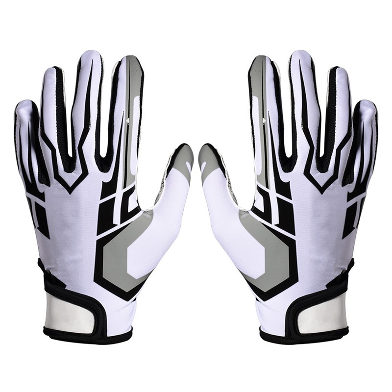 White Football Gloves Anti Slip Silicone Grip Sports Receiver Glove