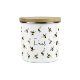 Purely Home Scattered Bees Kitchen Storage Canister - Bumblebees Decaf Tea Coffee Hot Drinks Metal Enamel Large Storage Container