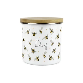 Purely Home Scattered Bees Kitchen Storage Canister - Bumblebees Decaf Tea Coffee Hot Drinks Metal Enamel Large Storage Container