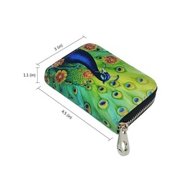 MOYYO RFID Credit Card Holder Case Leather Printed Zipper Card Case Wallet for Women Girls