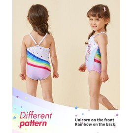 WAWSAM Einhorn Mädchen Badeanzug Regenbogen Badeanzüge Schwimmen Einteilige (as3, Age, 5_Years, Regenbogen, 120)