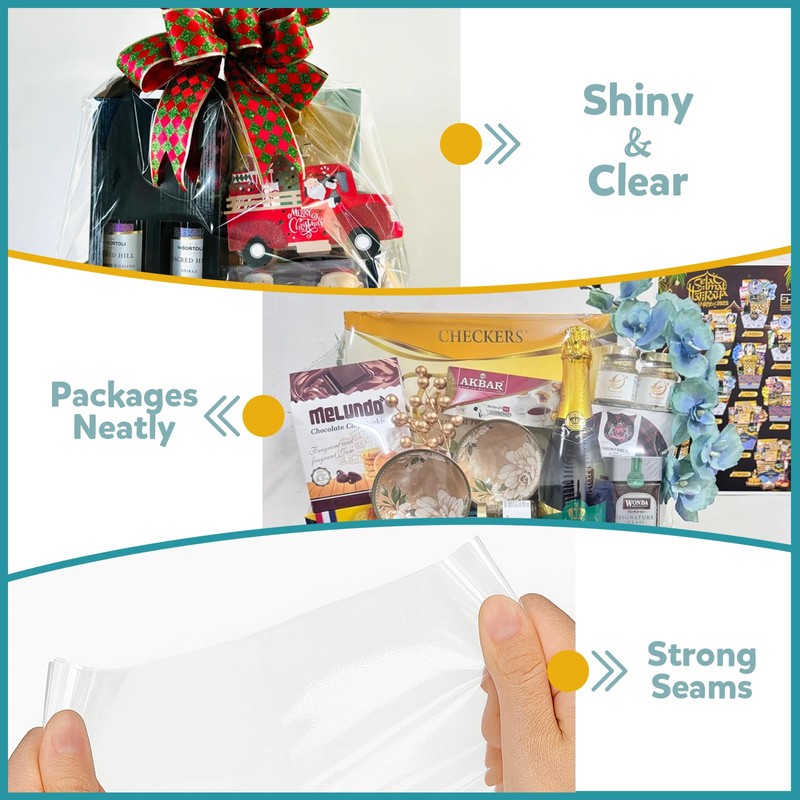 WIKDAY Heat Shrink Wrap Bags for Gift Baskets 10 PCS
