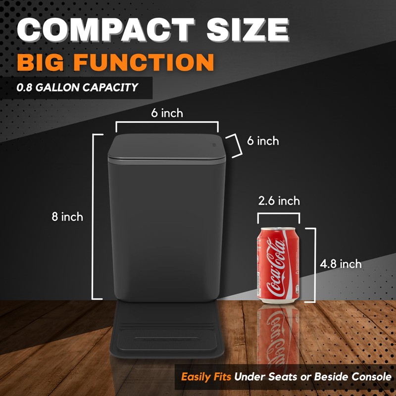HAUSSIMPLE Car Trash Can with Lid, 0.8 Gallon Medium Car