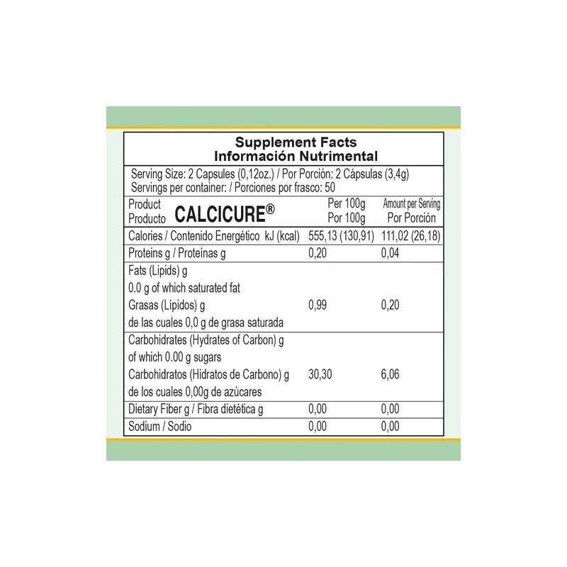 Calcio Coral Okinawa Vitamina D3 Calcicure 100 Capsulas
