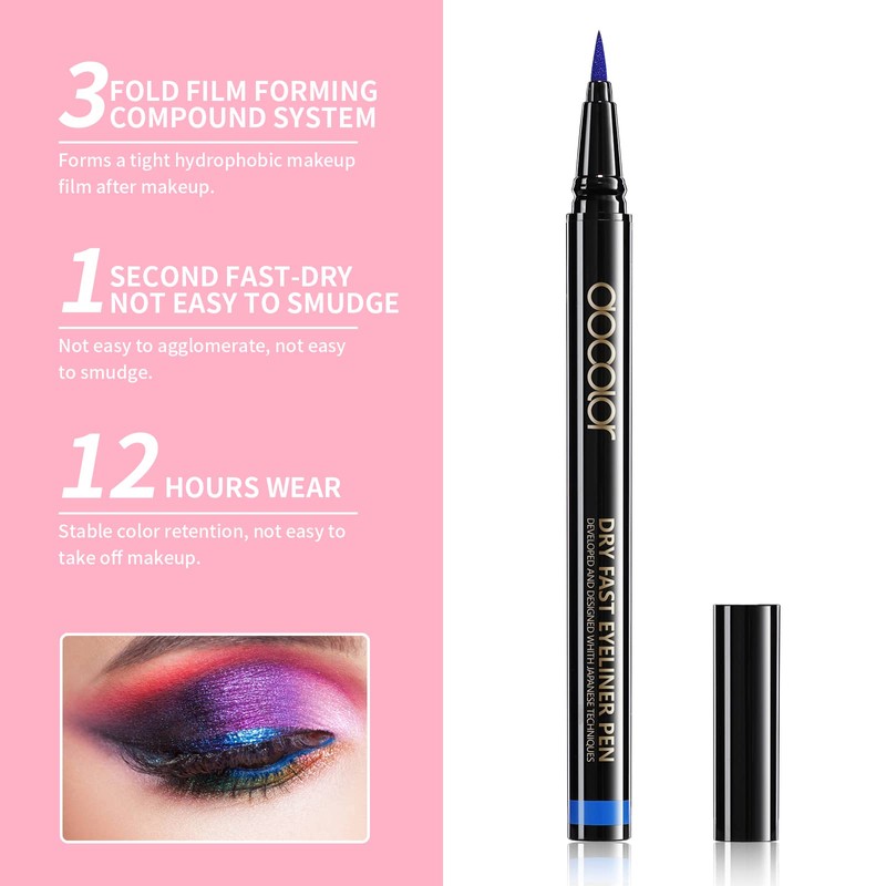 Docolor Eyeliner Waterproof Super Slim Liquid Eye Liner Gel Blue
