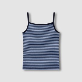 JAJU [JAJU] Women's Cotton Rib Square Neck Sleeveless T-shirt_Dark Blue