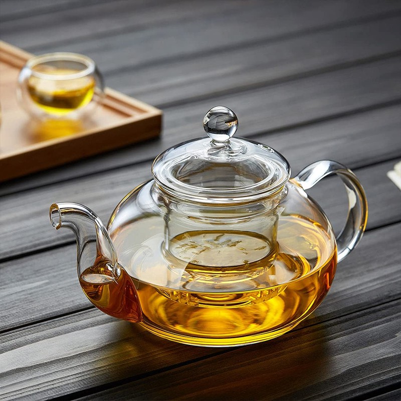 DOPUDO Glass Teapot with Removable Clear Infuser, 27 oz/ 800