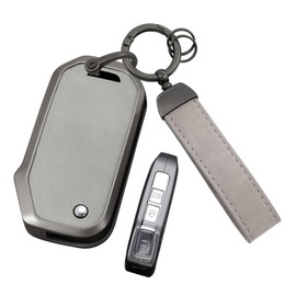 ontto Car Key Fob Cover Case fit for Kia Picanto 2025 K5 Sportage Seltos Sports Ceed Xceed Sport Niro flip Smart Key holder Metal Leather Shell keyring keychain bag accessories Grey B