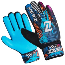 ZASH Soccer Goalie Gloves for Kids, Youth & Adult Football Goalkeeper Gloves Double Wrist Protection with 4-mm Latex Strong Grip Palm (Cyan Blue, Size 5 Suitable for 9 to 12 Years Old)