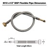 Pack of 2 Flexible Pipe Tap Connector Stainless Steel Braided