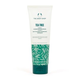 The Body Shop Tea Tree 3-in-1 Wash, Scrub & Mask (1x 125ml), Face Cleanser for Blemished Skin, With Tea Tree Oil & Salicylic Acid, Purifies, Exfoliates & Clarifies, Suitable for Blemished Skin
