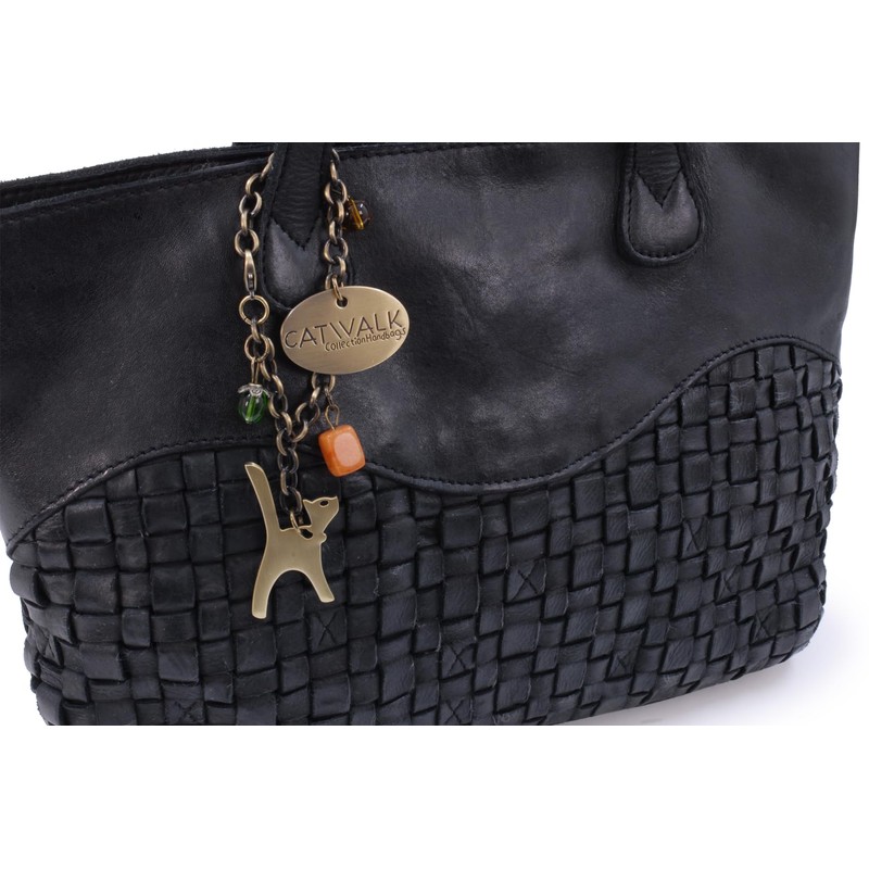 Catwalk Collection Handbags - Woven Leather Shoulder Bag For Women
