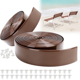 LukLoy 2 Pack 2" Wide x 20ft Long Vinyl Straps for Patio Chairs Repair with 40 Rivets, Replacement Straps for Patio Chairs Garden, Lawn Chair Repair Straps, Brown