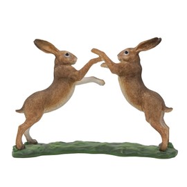 Realistic Hare Ornaments Finished in Natural Colours, Choice of Poses to Collect (21cm wide Boxing Hares)