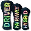 Golf Headcover Stylish Cool 【Lettering Lines】Aurora, Hologram Lettering, Driver Fairway