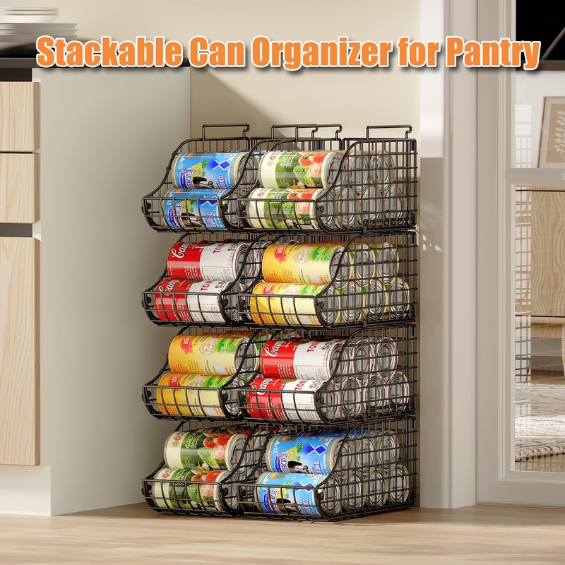 8-Pack Can Organizer for Pantry, Stackable Cabinet Food Shelves for