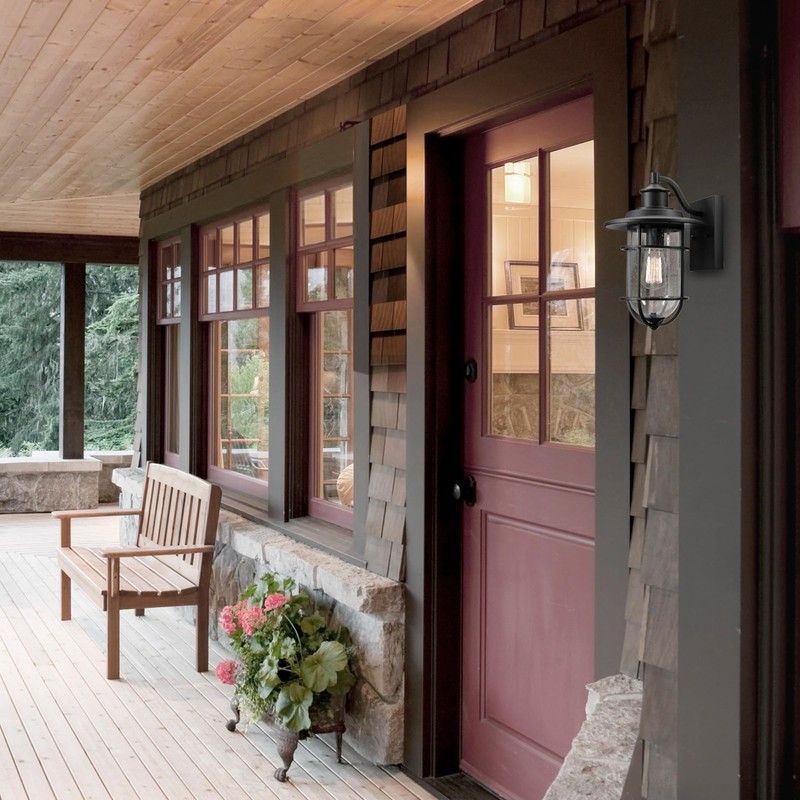 GLOBE Electric 44094 1-Light Outdoor/Indoor Wall Sconce, Black Finish, Seeded