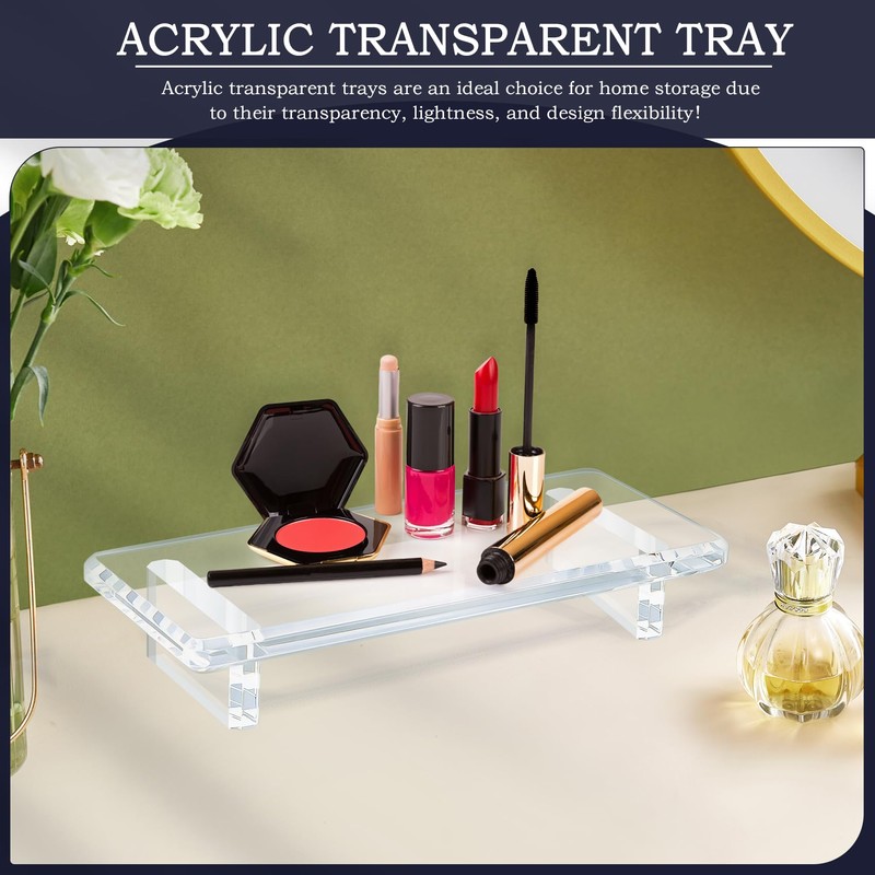 Crystal‑Clear Acrylic Perfume Display Tray 2‑Pack – Elegant Vanity Tray