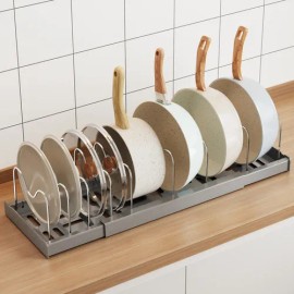 Organizador De Alacena Cocina Expandible Para Olla Y Sartén Color Gray