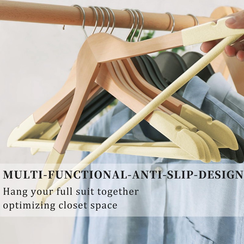 Velvet Wooden Hangers 20Pack,Natural Wood Suit & Coat Colthes Hanger,Non