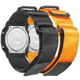Replacement Watch Band Strap for Casio Mens G-Shock GD-120/GD-350/GA-100/GA-110/GB-5600,Upgraded Three Buckles 16mm Nylon Watch Band（Package Included: 2 X Casio Watch Bands）