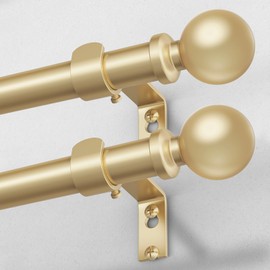 Wolistsa 2 Pack Gold Curtain Rod, 1 Inch Adjustable Heavy Duty Curtain Rods for Windows 30 to 56 Inch, Decorative Modern Window Treatment Rods, Splicing Metal Drapery Pole, Easy Installation