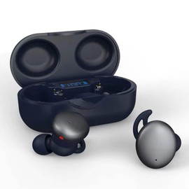 Bluetooth Kopfhörer kabellos in-ear Ohrhörer mit Ohrbügel wireless Kopfhörer mit Mikrofon LED Leistungsanzeige Noise Cancelling wasserdichte wireless Headphones HiFi Stereo Sound für Arbeit Büro blau