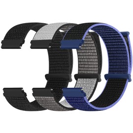 [Acortjl] Watch Band 18mm 20mm 22mm Quick Release Nylon Sport Loop Watch Band Adjustable Breathable Replacement Strap for Women Men 3 Pack, No Gemstone