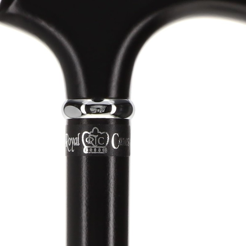 Royal RC Canes Sleek Black Walking Cane with Silver Collar