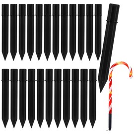 24 Pcs Replacement Stakes for Christmas Candy Cane Lights Outdoor, Plastic Candy Cane Pathway Markers Lights Spike Replacer for Candy Cane Pathway Lights Accessories, 0.68 * 6.05 Inches (0.68'*6.05')