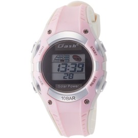 ALIAS ADWW16032SOL17 Women's Solar Digital Dash Waterproof Multifunction Backlit Urethane Strap Black Dial Pink