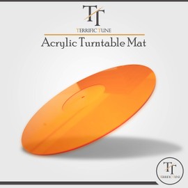 Terrific Tune - Acrylic Turntable Slipmat for Vinyl LP Record Players - Transparent Platter Mat - Anti-Static and 2.7mm Thickness Tighter bass - Reduce Noise & Improve Sound Quality (Orange)