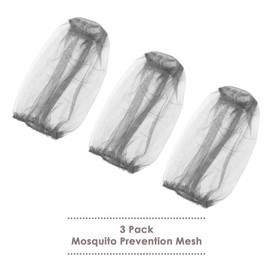 3 Pack Mosquito Prevention Head & Face Covering Mesh, Lightweight Cover Nets for Kids Adults, Outdoor Activities Elastic Band Opening Netting Protect from Insects (Hat Not Included) (Light Grey)