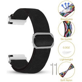 Blueshaweu Compatible for T70 1.91 inches Smart Watch Bands, Stretch Elastics Nylon Adjustable Replacement Strap Accessories Compatible with Kuizil, WeurGhy, Csasan T70 Smartwatch 1.91" (Black)