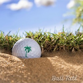 Ball Tatt - Golf Ball Stamp, Self-Inking Marker - Quick-Dry Permanent Marking Tool, No Leaks or Refills, Reusable & Waterproof Golfing Stamper - Ideal Gift for Golfers, Dads, Retirement (Palm Tree).