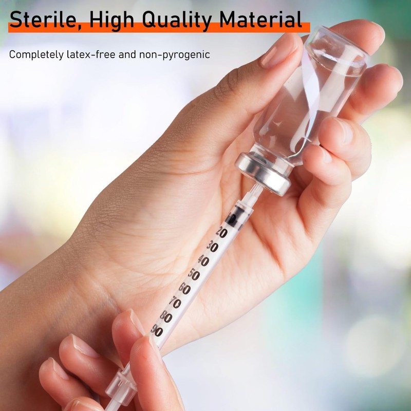 20 Pack 1ml Syringes with 31Gx6mm Plastic Multiple Uses Measuring