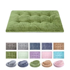 WONDER MIRACLE Fuzzy Deluxe Pet Beds, Super Plush Dog or Cat Beds Ideal for Dog Crates, Machine Wash & Dryer Friendly (23" x 35", L-Olive Green)