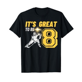 It's Great To Be Eight Boys Ice Hockey 8th Birthday Party T-Shirt