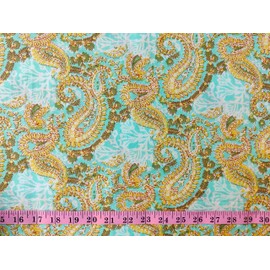 Craftbot Tela estampada a mano por The Yard – PRECUT 3 yardas 42 pulgadas de ancho, material 100% algodón, patrón floral azul y amarillo, tela ligera para hacer vestidos de verano Kurti, etc., 44 pulgadas
