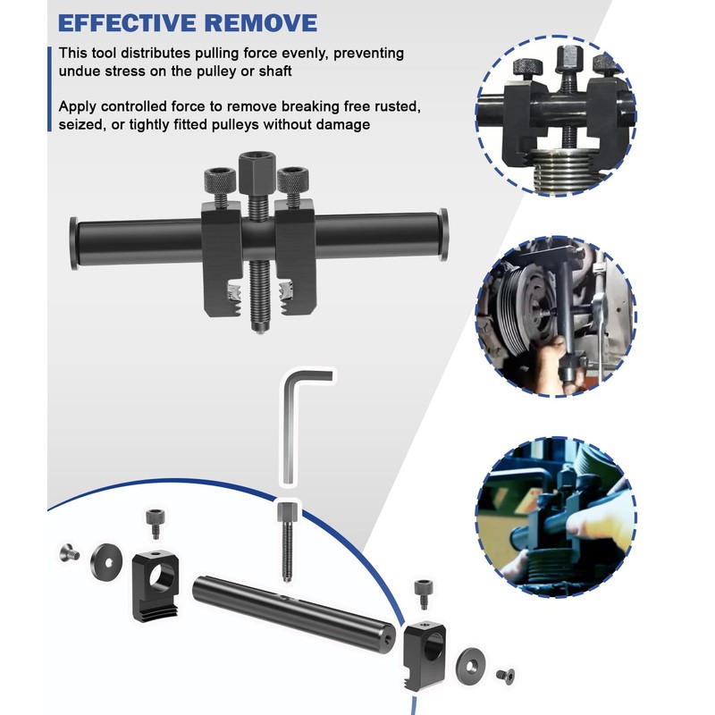 Bonbo Universal Ribbed Drive Pulley Crankshaft Remover Tool for A/C