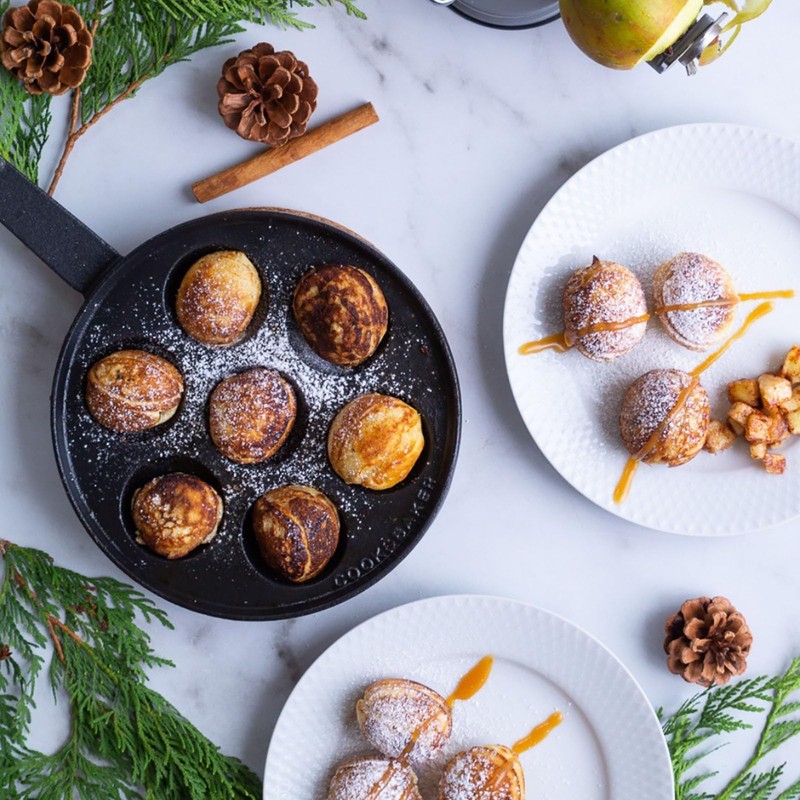 WUWEOT Cast Iron Aebleskiver Pan, 2" Ebelskiver Pan Banh Khot
