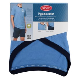 alber's - Set of 2 | Men's Summer Pyjamas with Short Sleeved, Printed Top and Matching Shorts, Stretch Cotton | Fantasy 2 | Size XL