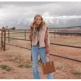 Wrangler Tote Bag for Women Western Retro Purse Top Handle Handbags with Aztec Strap AR-WG203-8250BR