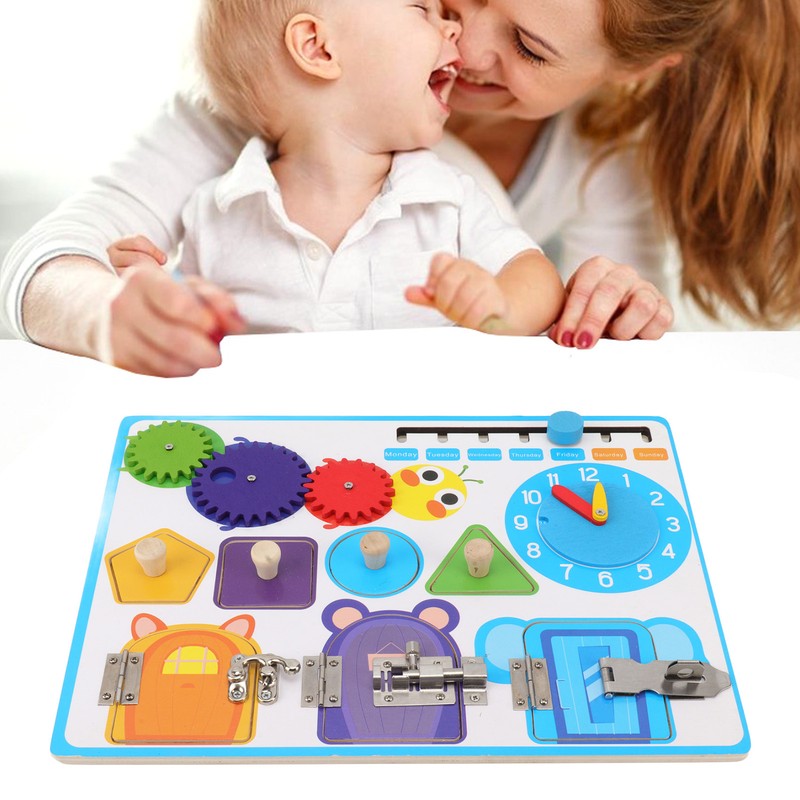 Sensory Board Alarm Clock Educational Wooden Sensory Activity Board Autism