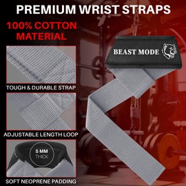TECEUM Lifting Wrist Straps with Neoprene Padding Support – Gray – Arms on Fire – Heavy Duty Wrist Workout Straps For Men and Women – Ideal for Powerlifting, Strength Training, Bodybuilding