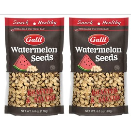 Galil Watermelon Seeds for Eating, Unshelled Seeds - Roasted & Salted Watermelon Seeds 6 Ounce - Kosher, Halal - Pack of 2
